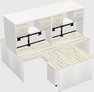 Quad l-shaped office desks