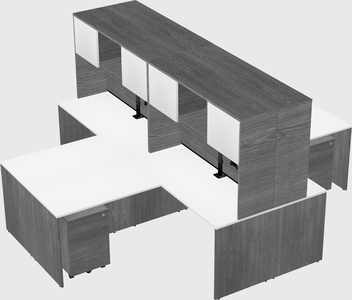 Quad l-shaped office desks