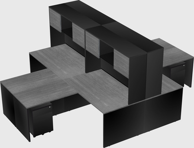 Quad l-shaped office desks