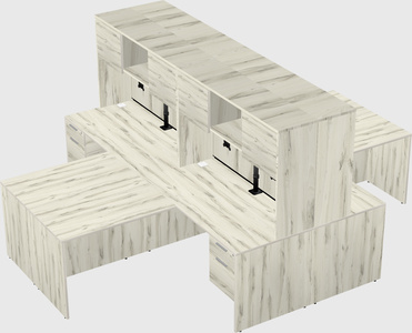 Quad l-shaped office desks