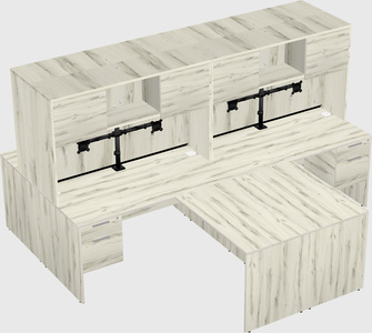 Quad l-shaped office desks