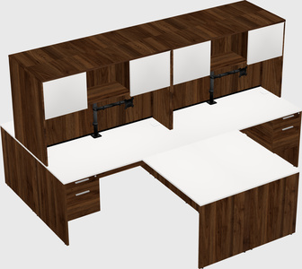 Quad l-shaped office desks