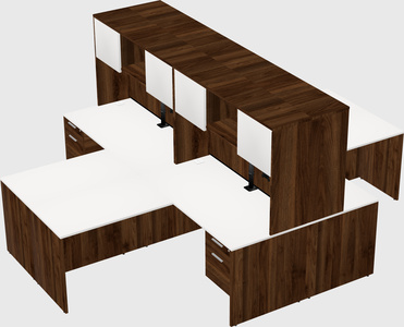 Quad l-shaped office desks