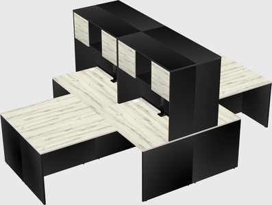 Quad l-shaped office desks