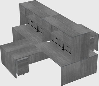 Quad l-shaped office desks