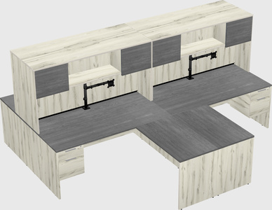 Quad l-shaped office desks