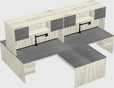 Quad l-shaped office desks