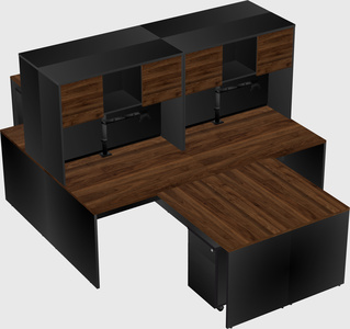 Quad l-shaped office desks