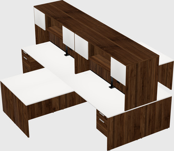 Quad l-shaped office desks