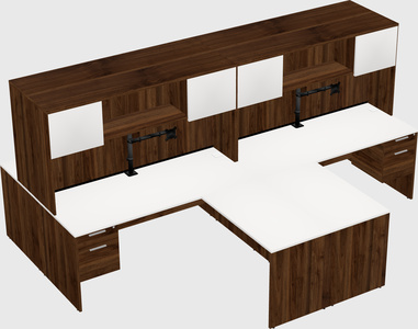 Quad l-shaped office desks