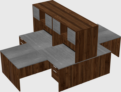 Quad l-shaped office desks