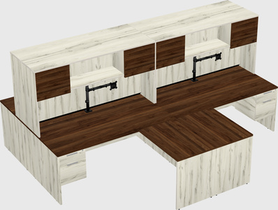 Quad l-shaped office desks
