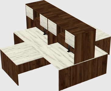 Quad l-shaped office desks
