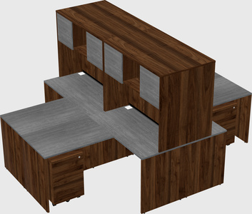 Quad l-shaped office desks