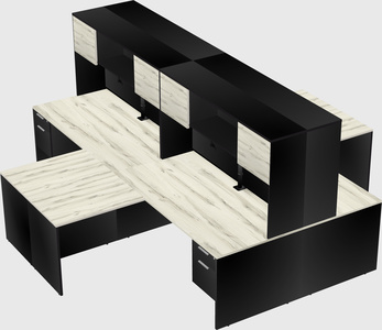 Quad l-shaped office desks