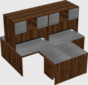 Quad l-shaped office desks