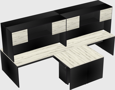 Quad l-shaped office desks