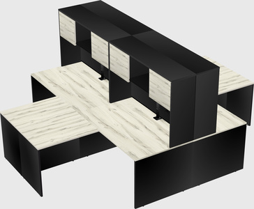 Quad l-shaped office desks