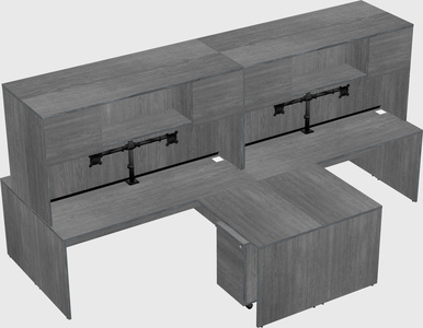 Quad l-shaped office desks