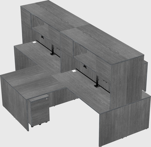 Quad l-shaped office desks