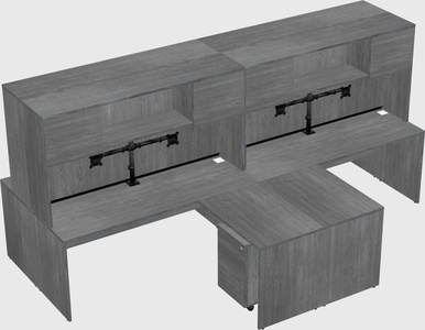 Quad l-shaped office desks