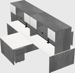 Quad l-shaped office desks