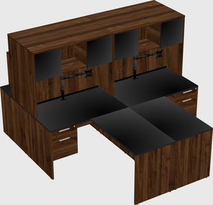 Quad l-shaped office desks
