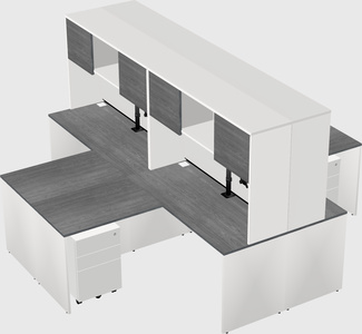 Quad l-shaped office desks