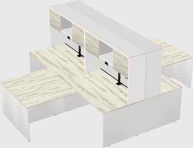 Quad l-shaped office desks