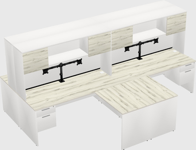 Quad l-shaped office desks