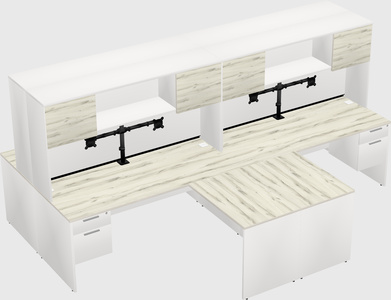 Quad l-shaped office desks