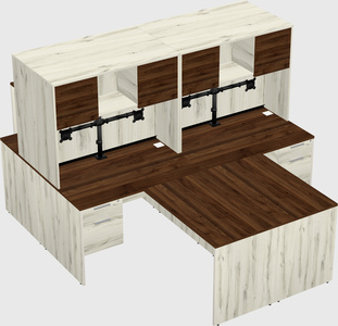 Quad l-shaped office desks