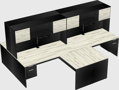 Quad l-shaped office desks