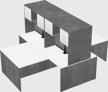 Quad l-shaped office desks