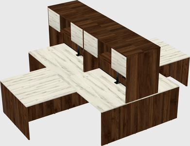 Quad l-shaped office desks