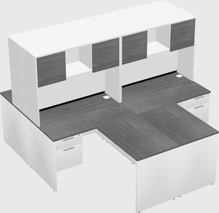 Quad l-shaped office desks