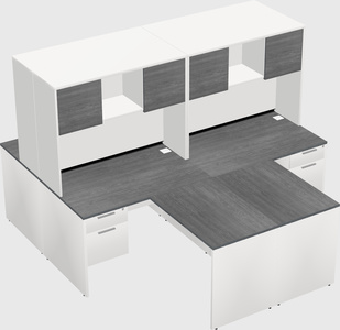 Quad l-shaped office desks