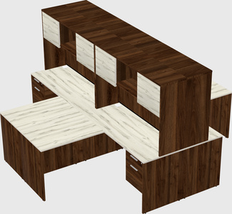 Quad l-shaped office desks