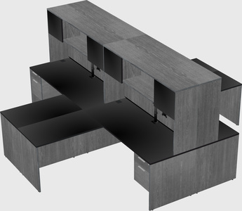 Quad l-shaped office desks
