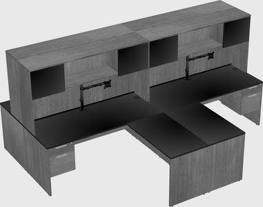 Quad l-shaped office desks