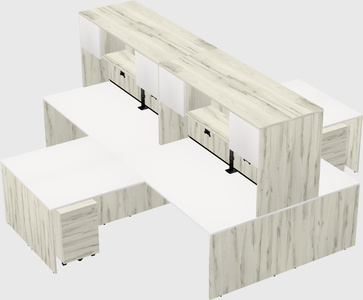 Quad l-shaped office desks