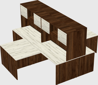 Quad l-shaped office desks