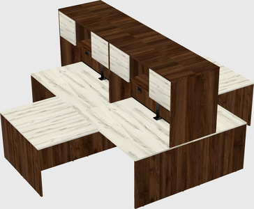 Quad l-shaped office desks