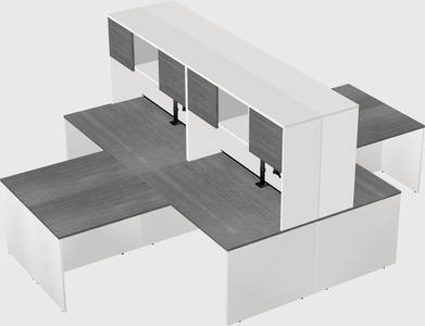 Quad l-shaped office desks