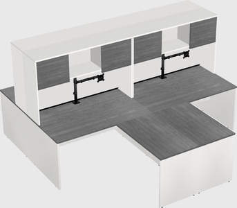 Quad l-shaped office desks