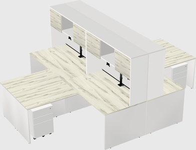 Quad l-shaped office desks