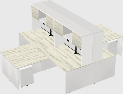 Quad l-shaped office desks