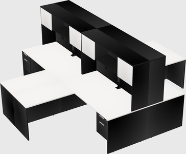 Quad l-shaped office desks