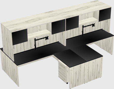 Quad l-shaped office desks