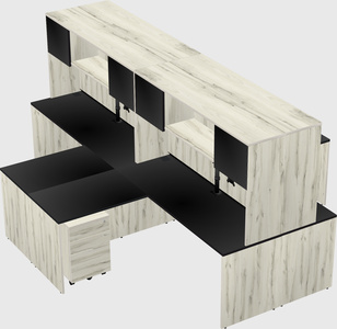 Quad l-shaped office desks